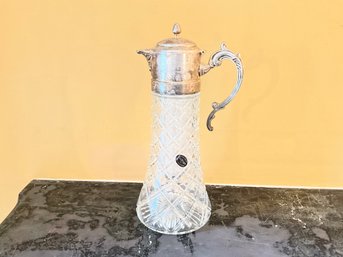 Large GODINGER Crystal Carafe Chiller Silverplate Heavy Elegant Tall Formal Pitcher