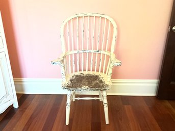 Teak Distressed Sanctuary Spindle Back Arm Chair Shabby Chic Farmhouse And Cottage Style