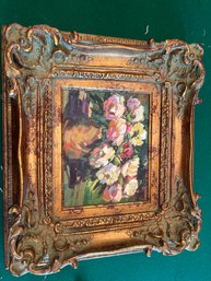 Original Framed Impressionism Oil Art 18x16 In Floral Still Life In Ornate Frame