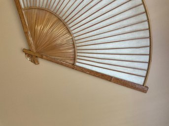 Large 34 Inch Bamboo Chinese Oriental Fans Wall Decor