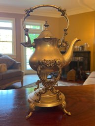 Vintage Victorian Style Silver Plate Tilt Tip Tea Coffee Pot Oil Warmer Unmarked