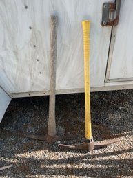 Garage Tool Lot Of Pick Axes Yard Tools See Photos