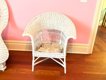 Vintage White Wicker Chair - Needs Cushion