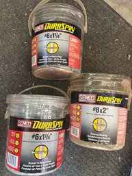 Lot Of 3 Buckets Of Senco DuraSpin Collated Drywall Decking Wood Screw No 6 And No 8 As Pictured One New