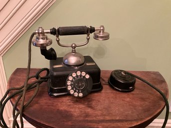 1930s Phone Kjobenhavns Aktieselskab Cradle Telefon, Denmark Rotary Dial