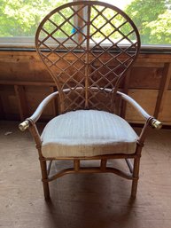 Vintage Mid Century Bamboo Rattan Ficks Reed Peacock Accent WingBack Chair