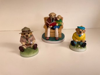 Lot Of 3 British Robert Harrop Designs The Doggie People Labradors Memories Golfer And Scout