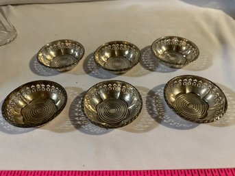 Set Of 6 Antique Stamped CHF Christian F Heise Sterling Silver Danish Deco 2 Inch Bonbon Dishes