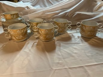 11 Rosenthal Golden Bloom Soup Bowl And Saucer Sets