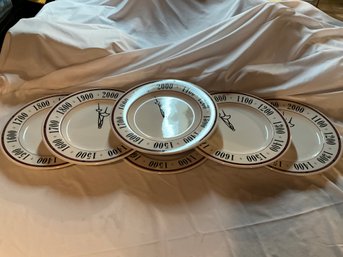 6 X Syracuse China Millennial Clock 12 Inch Round Platter Plates