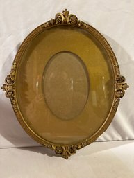 11x13 Inch Antique Ornate Victorian Oval Gilt Carved Wood Frame With Gold Matting