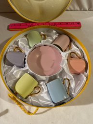 Vintage Espresso Classic Coffee & Tea Set Pastel Color Cups Saucers 12 Pieces