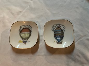 Richard Ginori Porcelain Hot Air Balloon Alitalia Airlines C1970s Butter Dis