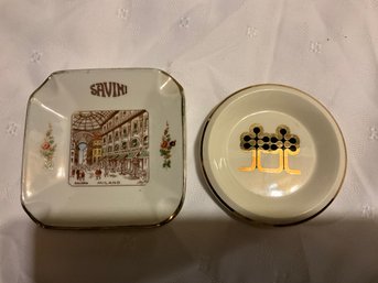 2 Vintage Ashtrays Royal Garden Hotel Vintage Ash Tray And Savini Milano Italy - Felice Missaglia