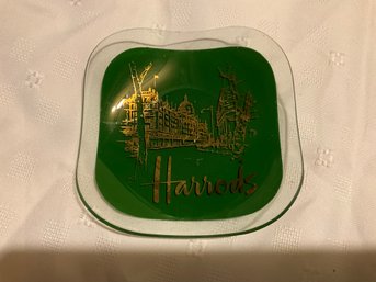 Vintage Harrods Advertising Glass Trinket Dish