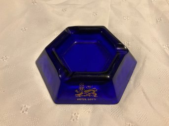 Vintage Hotel Lotti Cobalt Blue Glass Ashtray