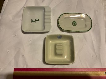 Lot Of 3 Vintage Ashtrays From Hotels Around The World Ginori  Ciga Ritz Barcelona Palace Brussels