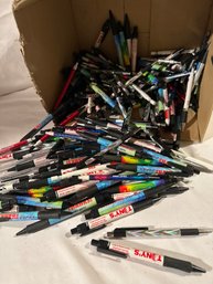 Lot Of 100 Plus Misprint Ink Pens Plastic Retractable Ball Point Pens