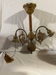 Antique Brass 2 Arm Chandelier Elegant Details Needs Wiring