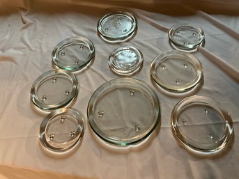 Lot Of 9 Glass Pillar Candle Holders