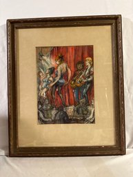 Philip Reisman Metropole 3 Original Watercolor 1966 Framed And Matted