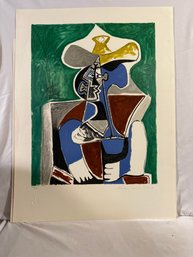 Buste Au Chapeau Jaune Et Gris Pablo Picasso (After) Marina Picasso Estate Lithograph Collection 22x30 Inch