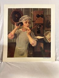 Norman Rockwell-Party Line Limited Editon 529/2500 Facsimile Signed Lithograph 26x22 Inches