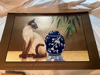 1982 Liz Shepherd Jane Gallerie  Siamese Cat Signed Print