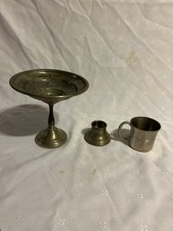 Lot Of 3 Pieces Of Pewter 6 Inch, 2 1/2 And Inch And A Half