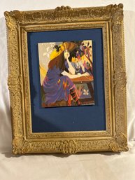 Vintage Oil On Board Isaac Maimon Deco Style Matted Framed