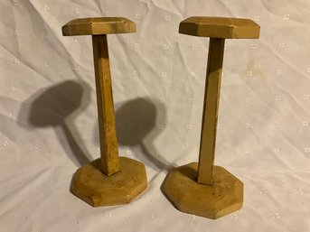 2 11 Inch Vintage Wood Hat Stands