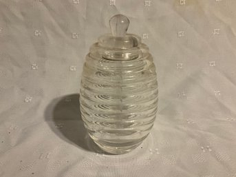 Vintage Acrylic Honey Pot With Dipper Beehive Clear