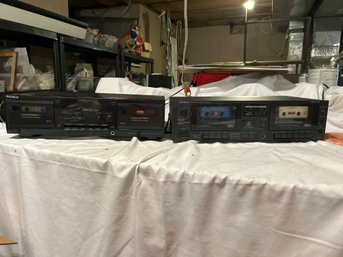 Lot Of 2 Stereo Cassette Tape Decks 1 Onkyo. Model TA-w55 1 Sony Model TC-wr535