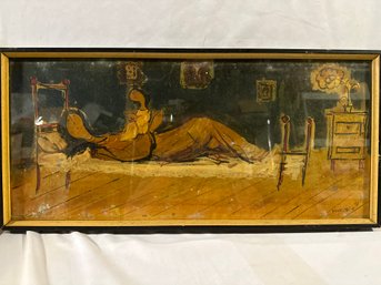 24x12 Inches Framed Giorgio Silvestri Italian Painter Oil On Board 1968 Signed And Dated