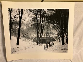 Richard Calvo Central Park,New York Black And White Photograph Signed 28 X 24 Inch