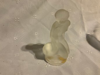 Lalique Crystal France Leda And The Swan Frosted Glass Figurine