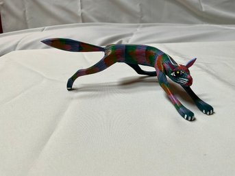 Vintage Oaxaca Mexico Folkart Cat Hand Carved Artist Fernando Arrazola