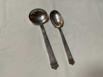 2 Tiffany & Co. Sterling Silver Hampton Pattern Serving Spoons