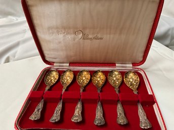 Vintage Set Of 6 WILLIAM ADAMS Set Gold Wash Spoons EPNS Sheffield England