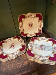 Set Of 12 MYOTT STAFFORDSHIRE ENGLAND The Bouquet Cake Dessert Plates