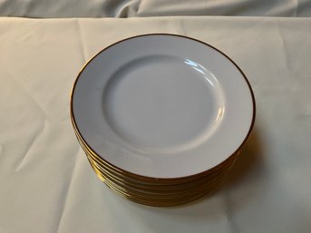 Set Of 10 Pier One Monno Bangladesh White Salad Plates Hand- Painted Gold Trim