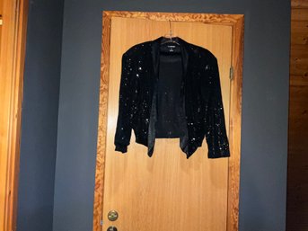 Vintage Ecko Black Sequins Sparkly Cropped Blazer Size Large