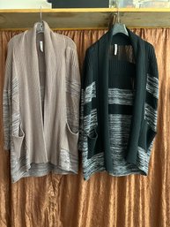 Lot Of 2 Ladies Size Medium Hip Length Sweaters