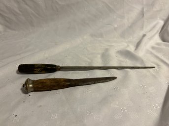 2 Vintage Wood Handle Knifes One Is A Fillet Knife 14 Inches And 8 Inches