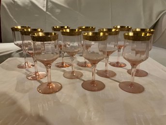 Set Of 11 Vintage Tiffin Pink Wine Goblets