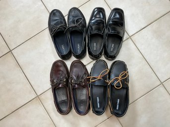 Lot Of 4 Pairs Of Mens Shoes Sperry Boat Shoes Minnetonka Moccasins Stacy Adams Dress Shoes Size 10