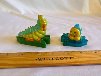 Vintage Disney The Little Mermaid II Flounder And A Bugs Life Caterpillar McDonalds Happy Meal Toy Figurines