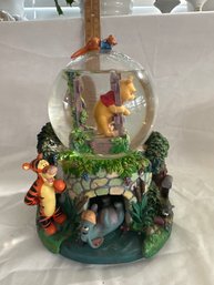 VINTAGE 1963 Disney Winnie The Pooh Musical Snow Globe Bridge Roo On Top Works Repaired Condition Issues