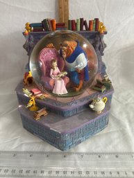 DISNEY Beauty And The Beast Library Scene Tale As Old Musical Snow Globe Works See Photos Condition Issues