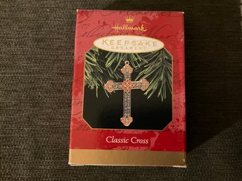 1997 Hallmark - Classic Cross - Precious Metal - Keepsake Ornament New In Box